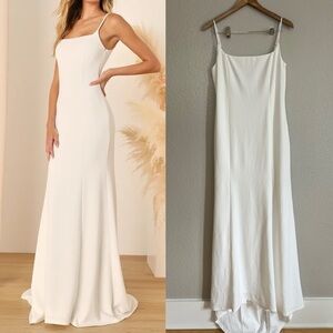 Blessed Romance White Sleeveless Button Back Mermaid Maxi Dress